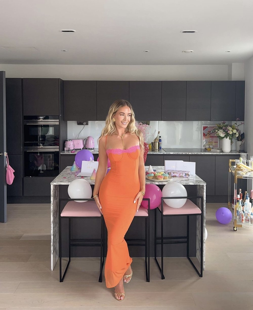 house of cb aiza dress orange Rent Aiza Flame Orange Maxi dress - House of CB